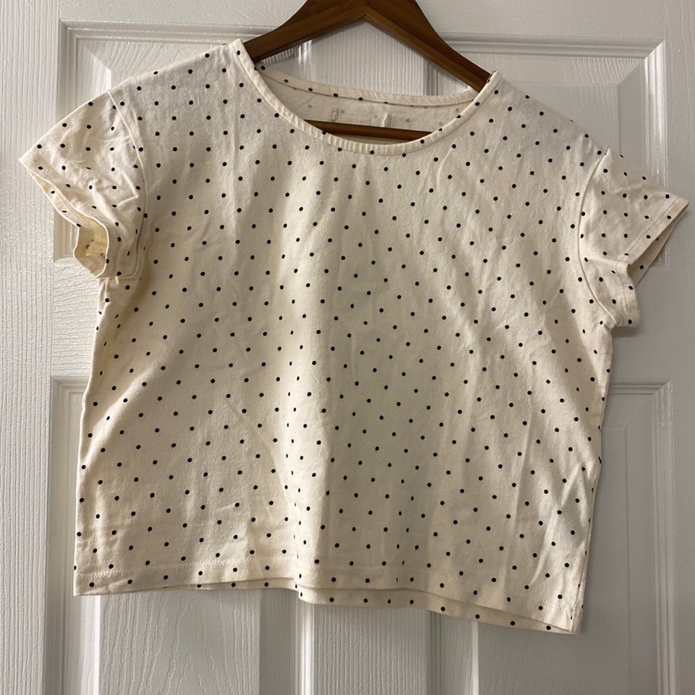 Madewell Cap-Sleeve Boxy Tee in Polka Dot | Size XS
